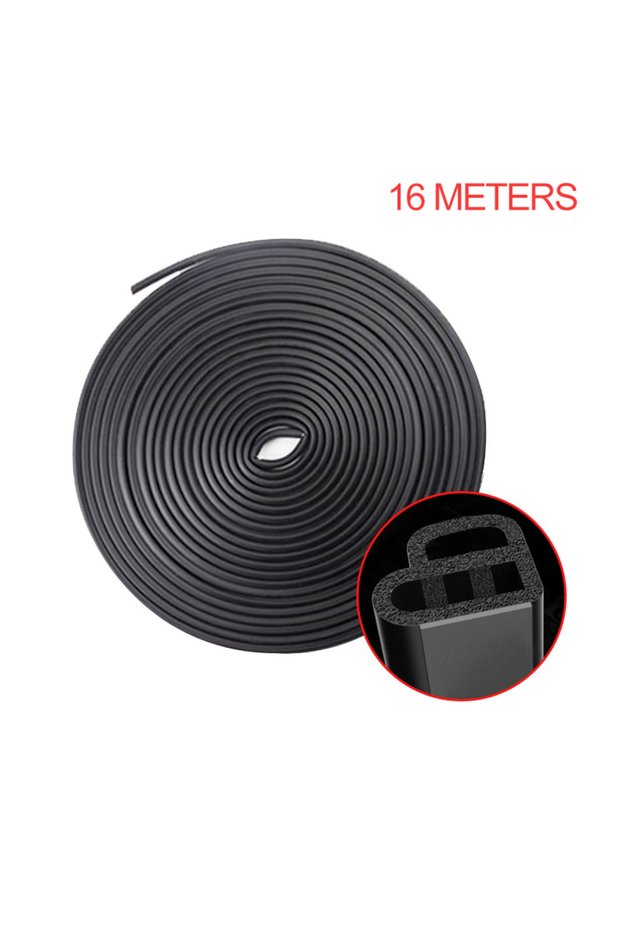 16 meters SEAMETAL Car Door Seal Strip Rubber Double Layer Sealing Protector Soundproof Waterproof W
