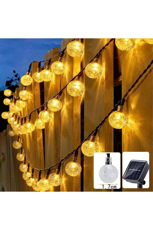 20 LEDs Warm White Solar String Lights 100 LED Crystal Globe Solar Lights Outdoor IP65 Waterproof wi