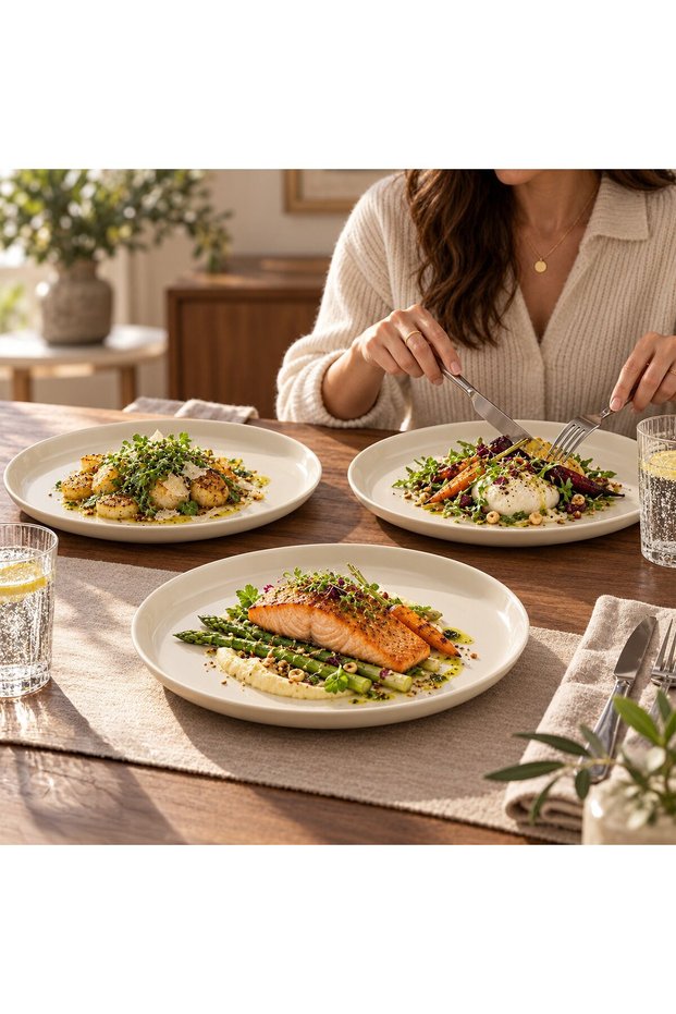 Bilbao 3-Piece 29 cm Cream Flat Plate Set