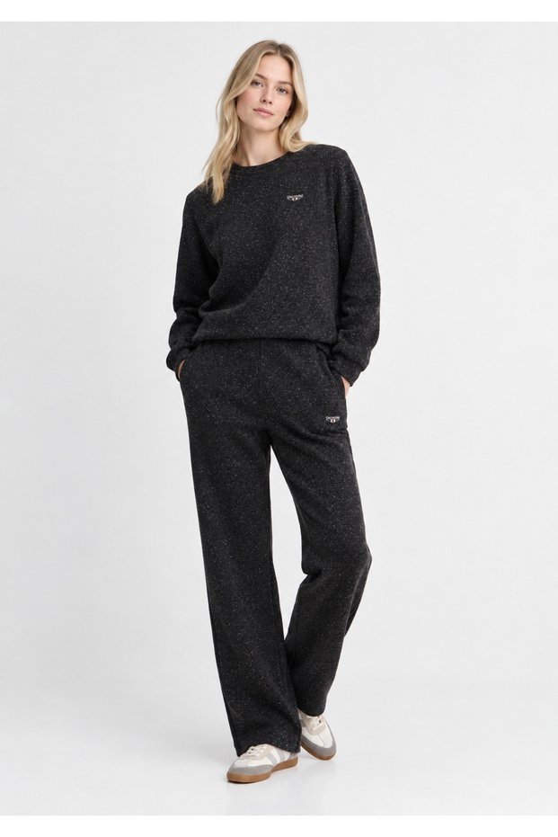 Women's 3 Thread Threaded Black Tracksuit Set - Sistan