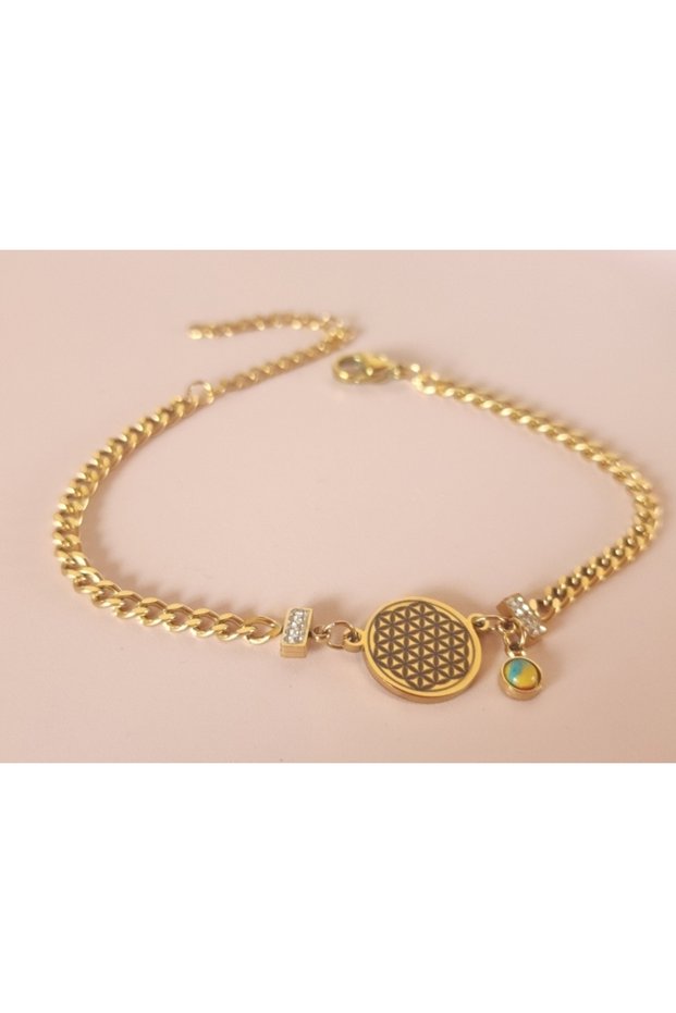 Flower of Life Symbol and Abundance Number Sequenced Steel Bracelet