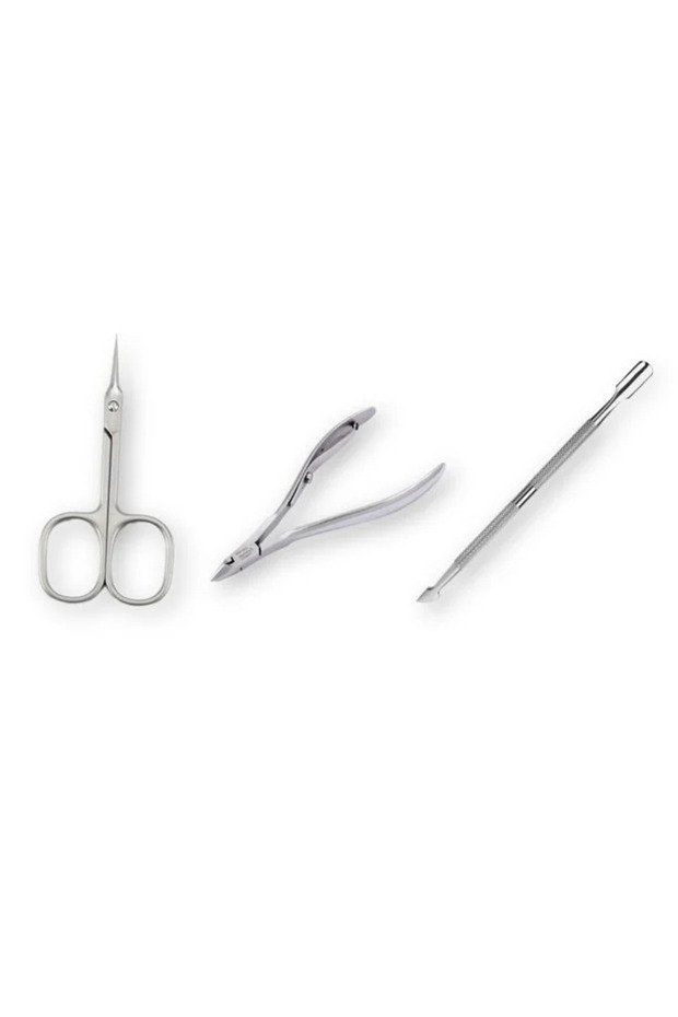 Professional Cuticle Care Set – Cuticle Scissors, Cuticle Nippers, and Steel Cuticle Pusher Set of 3