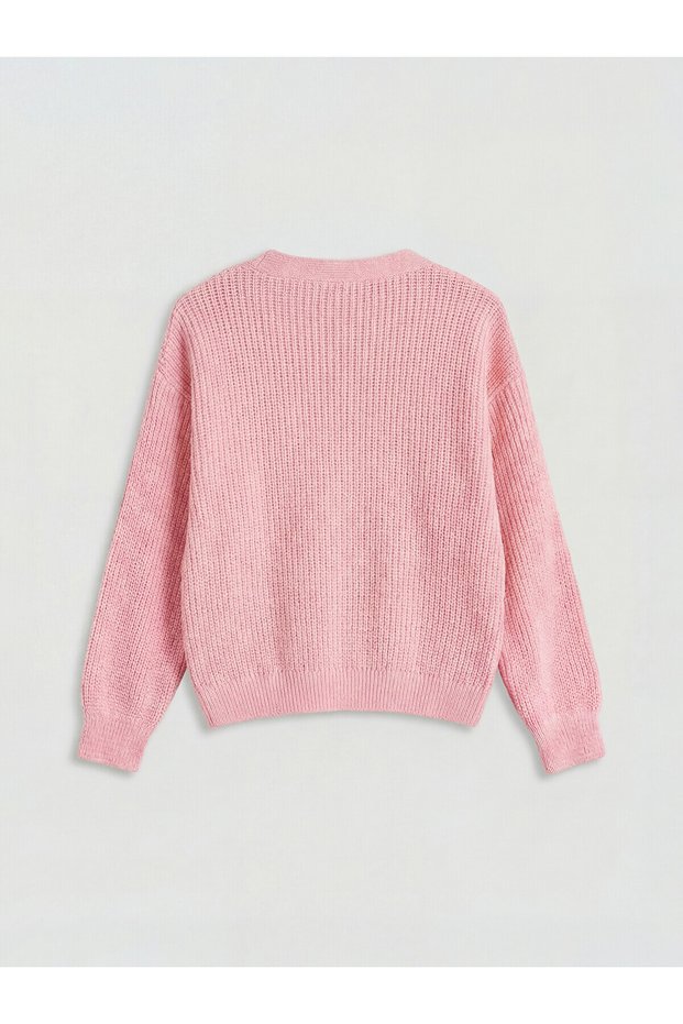 Two Mt Shop Quality Lcw Kids Pink Knitwear Embroidered Girls' Cardigan