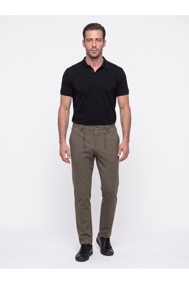 Khaki Slim Fit Jogger Sports Pants with Side Pockets