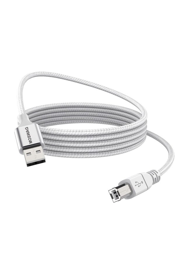 كابل طابعة بطول 3.28 قدم/1 متر، USB من النوع A إلى النوع B، سلك طابعة USB متين عالي السرعة، كابل ماسح ضوئي