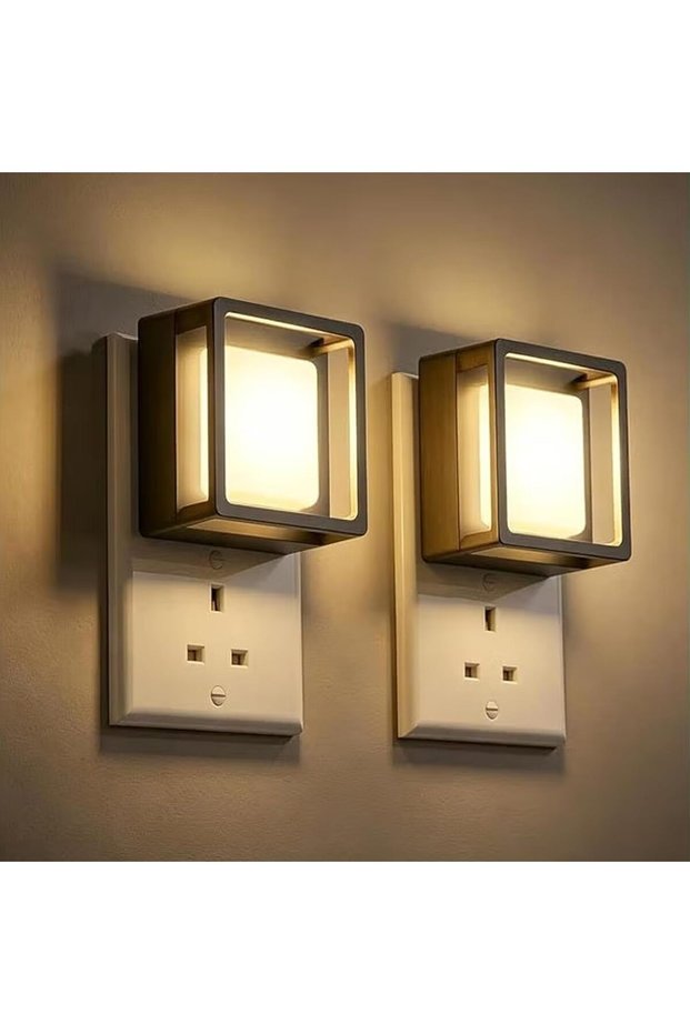مصباح ليلي LED مزدوج مع مستشعر من الغسق إلى الفجر، إضاءة ليلية قابلة للتعتيم تُثبت على الحائط، قابلة للتعديل في السطوع