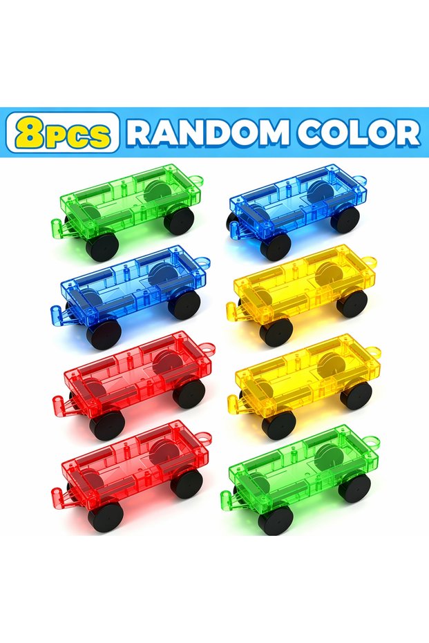 ClearMini Wheel 8PCS Magnetic Handheld Car Toy Supplement Accessory Pack for Magnetic Blocks Gifts P