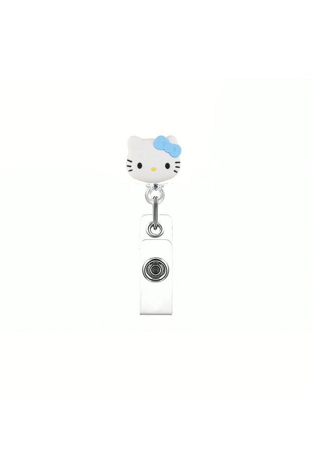 Blue Kawaii Gift Kitty Cat Retractable Badge Reel Sparkling Card Holder Accessories With Keychain Fo