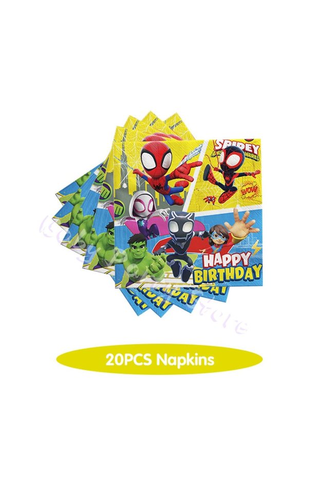 20pcs Paper napkins Spider And His Amazing Friends Birthday Decorations supplies Kit Plates C