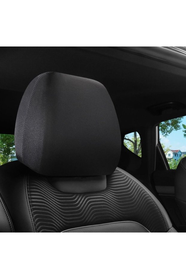 Black Durable Dirt-proof Car Headrest Cover Non-Slip Practical Seats Cover Solid Color Elastic Car I