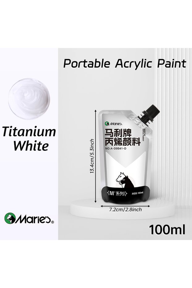 Titanium White 100ml Marie's Acrylic Paint,Assorted Colors,Waterproof,Pigments for DIY Craft,Rock,Wo