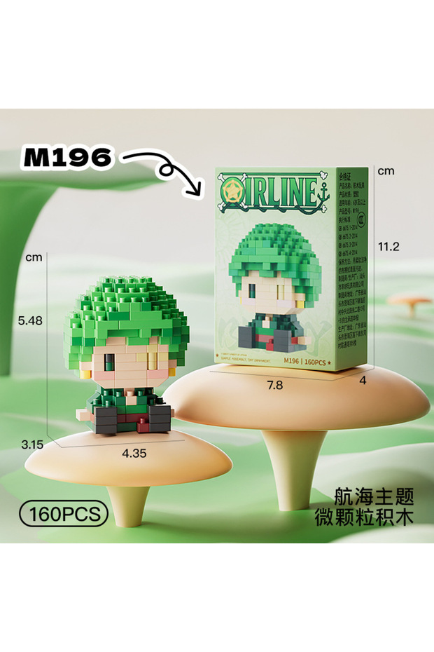 196 New ONE PIECE Sun God Nika Luffy Micro Action Block Chopper Ace Buggy 3D Anime Model Asse