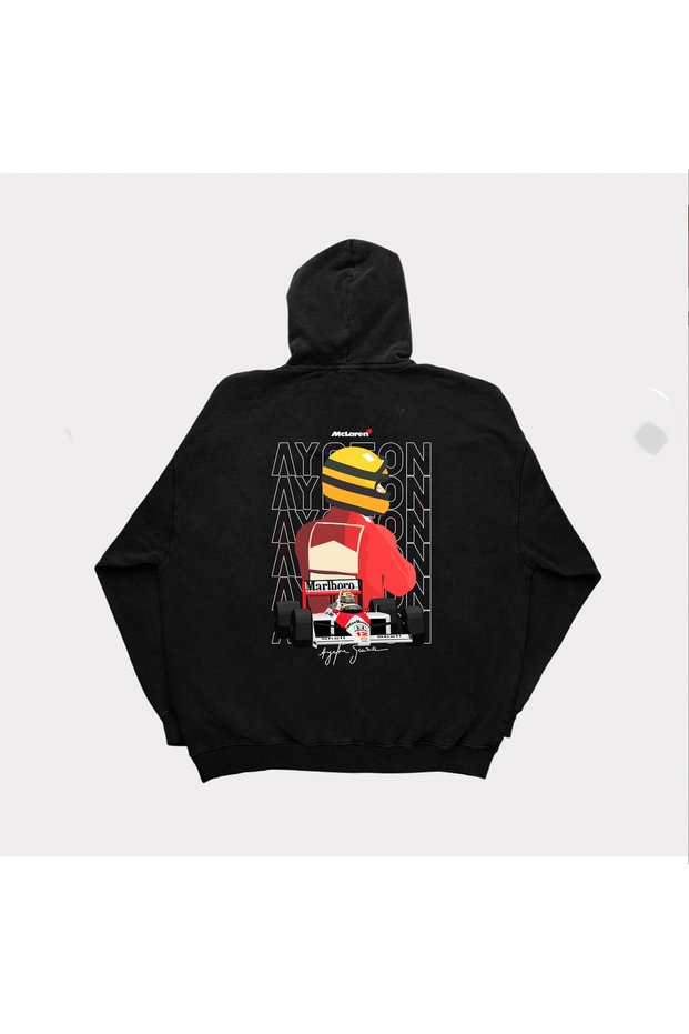 Ayrton Senna Helmet Back Printed Unisex Hooded Sweatshirt