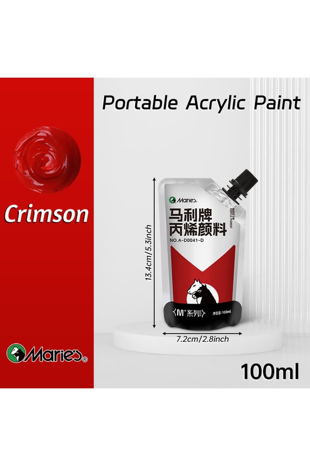 Crimson 100ml Marie's Acrylic Paint,Assorted Colors,Waterproof,Pigments for DIY Craft,Rock,Wood,Prof
