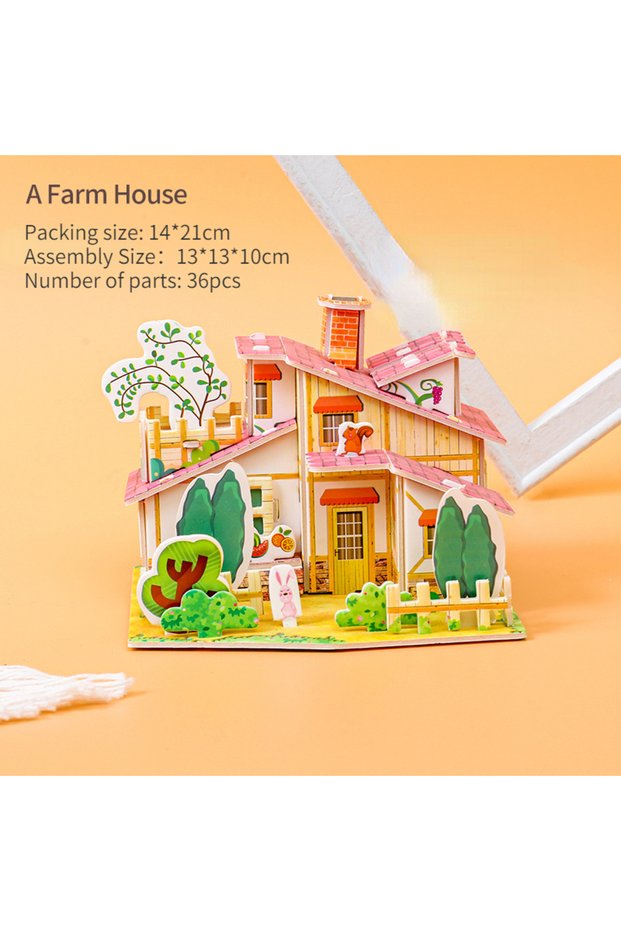 Farm house 3D Puzzle Handmade DIY House Model Puzzle Children Boys and Girls Toys Paper Jigsaw Puzzl