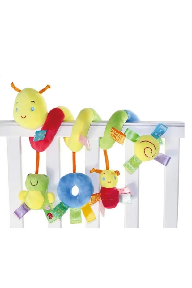 Yellow Baby Hanging Car Seat Toys Plush Activity Hanging Stroller Toys with BB Squeaker and Rattles