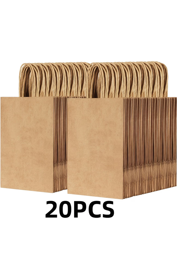 Other Other 20Pcs 20 Pieces of Kraft Paper Tote Bags, Small Gift Bags with Handles, Brown Shopping B