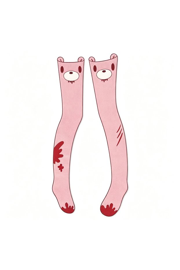 bear socks-C Gloomy Bear Pink Striped Thigh High Socks For Women Autumn Winter Sweet Kawaii O
