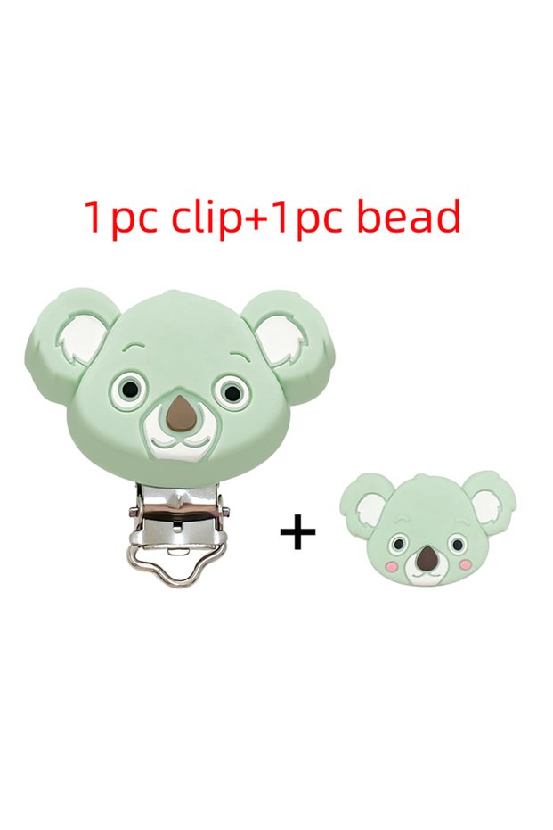 2pcs 31 2pcs Silicone Cartoon Animal Teething Toy Fox Panda Elephant Food-Grade Silicone Nipple Neck