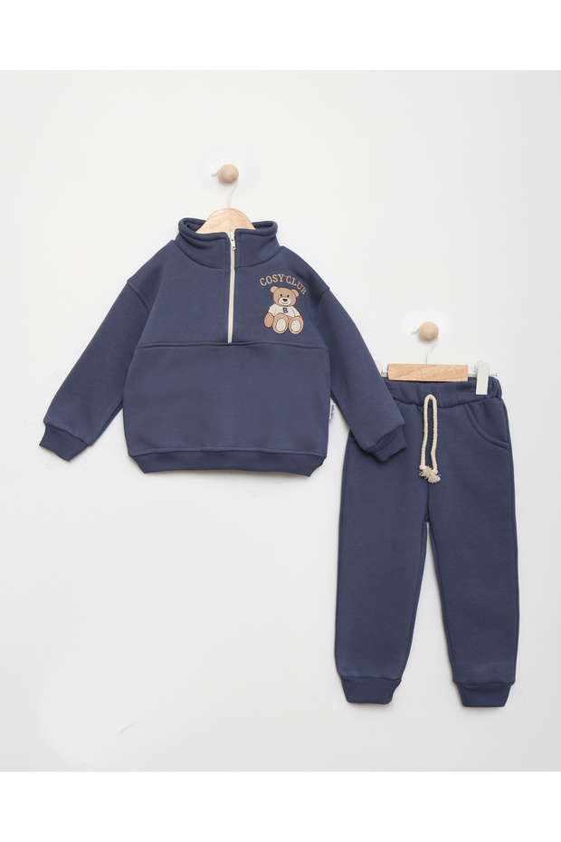 Zipped Embroidered 3-Thread Boys' Track Suit