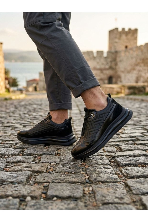 152-24085 S-1 Black Genuine Leather Men's Shoes