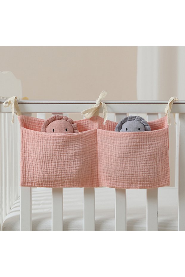 pink Baby Stuff Organizer Kids Crib Storage Bag Multifunctional Newborn Bed Bag for Children Bedding