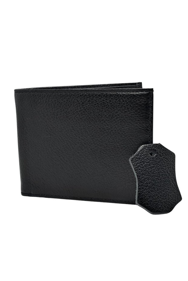 Men's Black Gift-Boxed Stylish Genuine Leather Wallet with Card Holder and Bill Compartment B