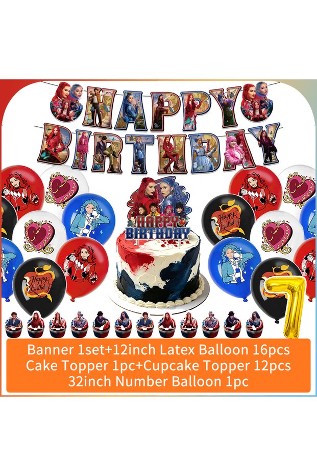 Other A07 1set Wicked Wonderland Birthday Party Decoration Background Props Descendants Balloon Set
