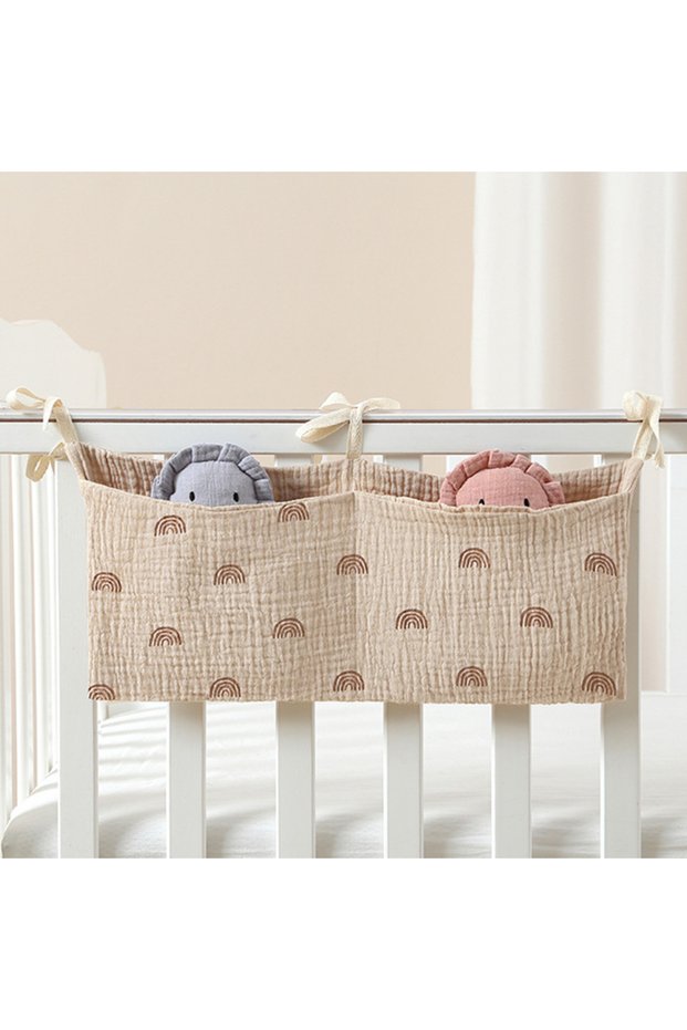 khaki rainbow Baby Stuff Organizer Kids Crib Storage Bag Multifunctional Newborn Bed Bag for Childre