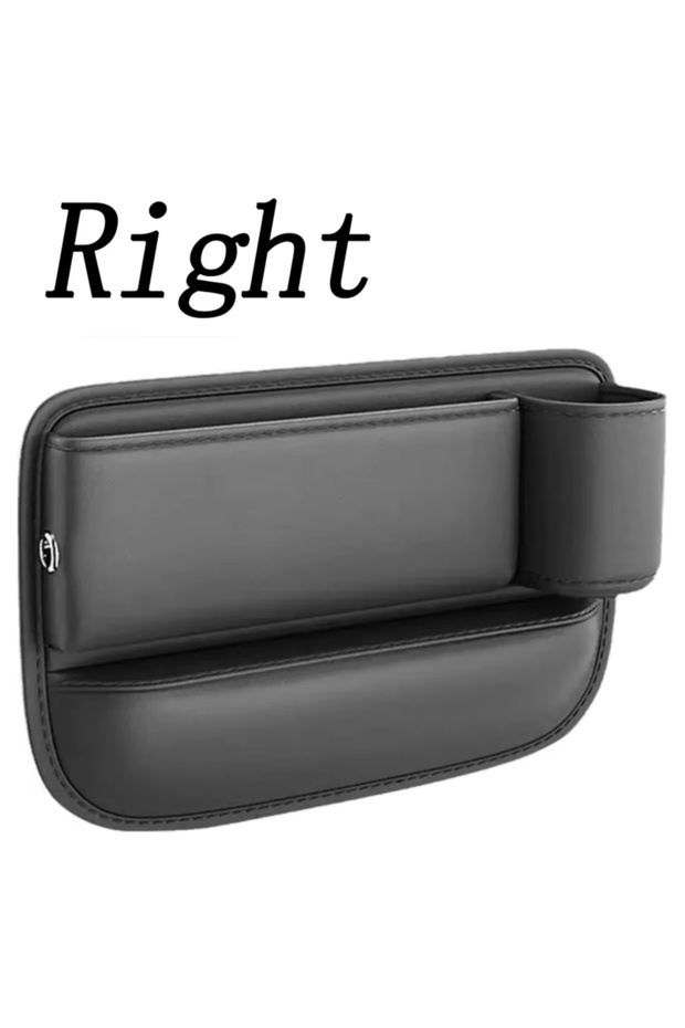 1PC Right Black Car Seat Gap Water Cup Holder Leather Universal Crevice Side Storage Box Driver Fron