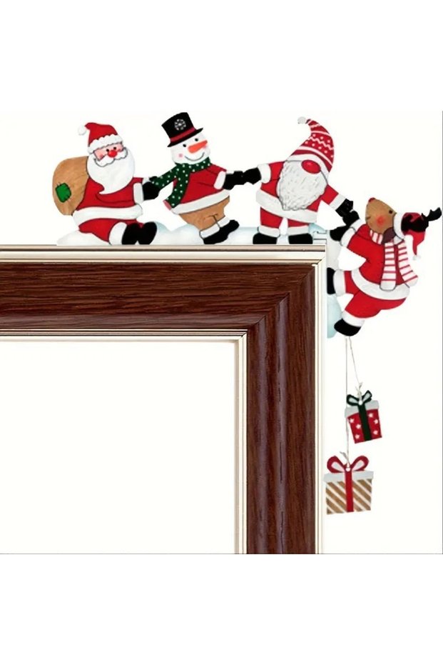 AS Right 2026 Wooden Christmas Door Corner Decor, Santa Snowman Reindeer Cartoon Hanging Pendant, Xm