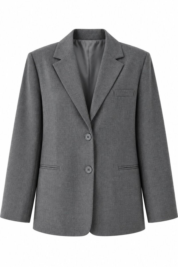 Gray Regular Blazer Jacket - 241002