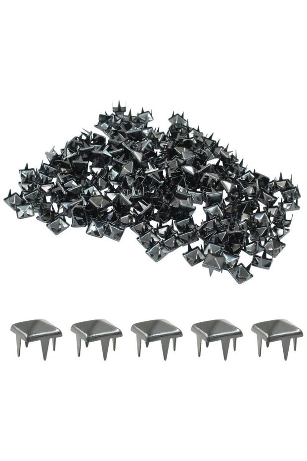 A2 4 Prongs Punk Spikes 100Pcs Square Pyramid Metal Studs Rivets For Leathercraft Bag Clothes Shoes