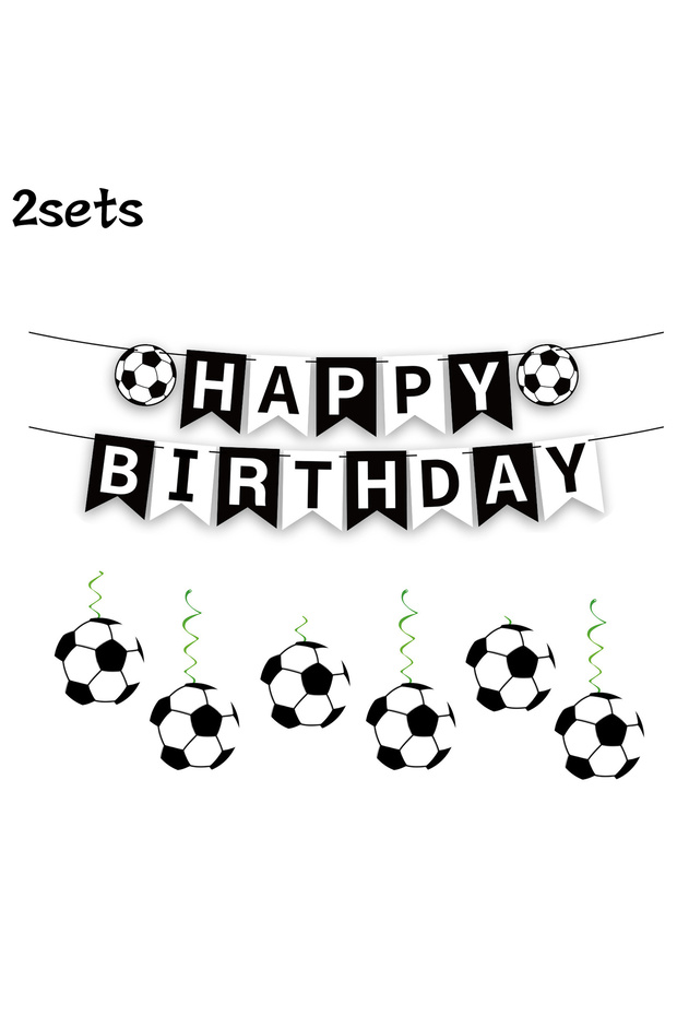 As picture Deep Sapphire 2sets/1set Soccer Happy Birthday Banner Set Football Theme Birthday Party D