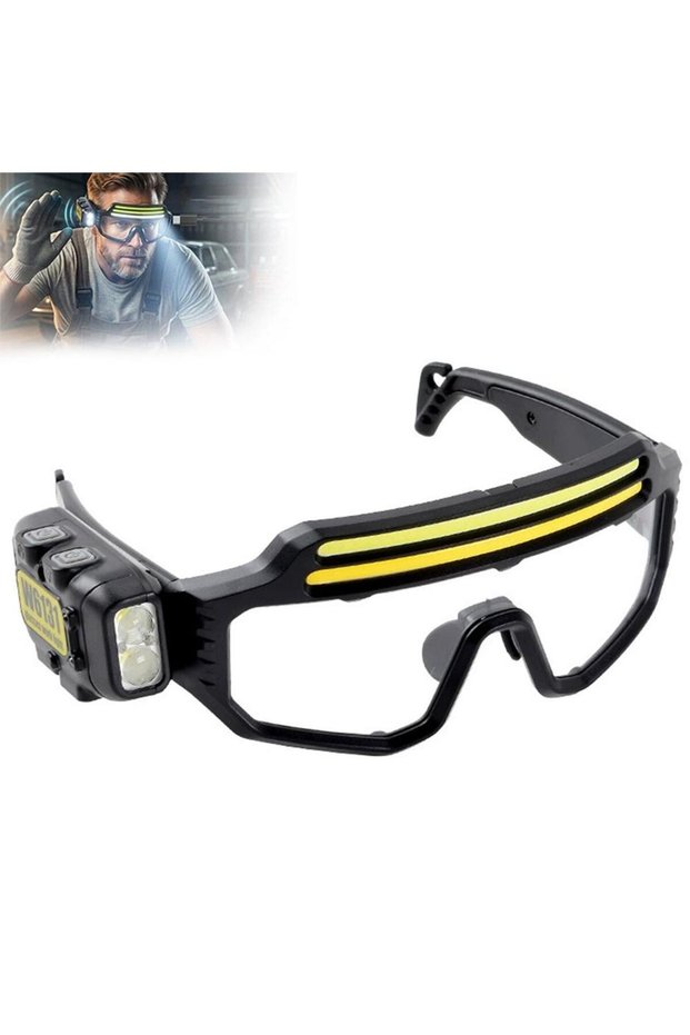 B LED Safety Goggles Smart Motion Sensor Work Light Dual Light Source Type-C Rechargeable Protective