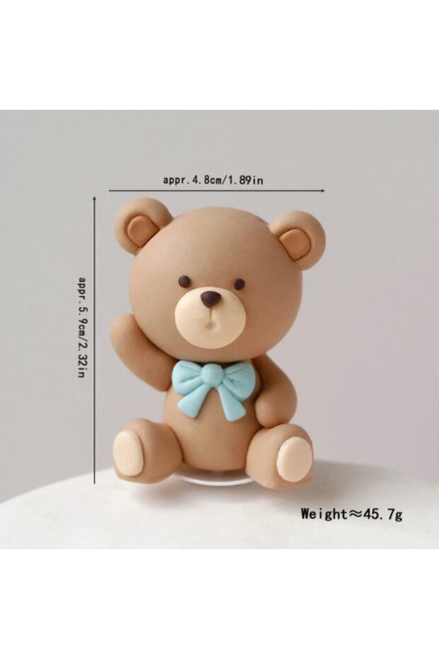 1pcs Blue Bear Cake Toppers Birthday Decor Soft Clay Bear Theme Cake Decor Boy 1st Birthday Party De