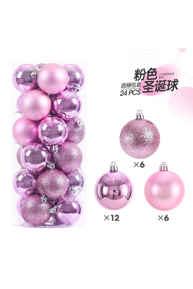 3CM X-24Pcs Pink 24/36Pcs 3CM Christmas Balls Christmas Tree Ornaments Xmas Decoration Pendants Home