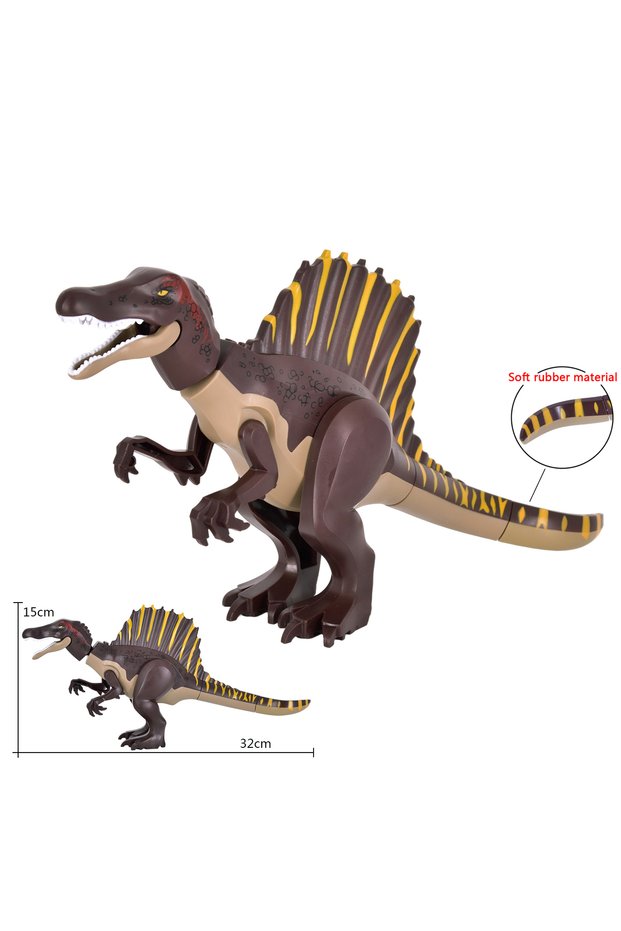 Spinosaurus DIY Jurassic Dinosaur Spinosaurus Realistic Design Soft Rubber Material Building Bolcks
