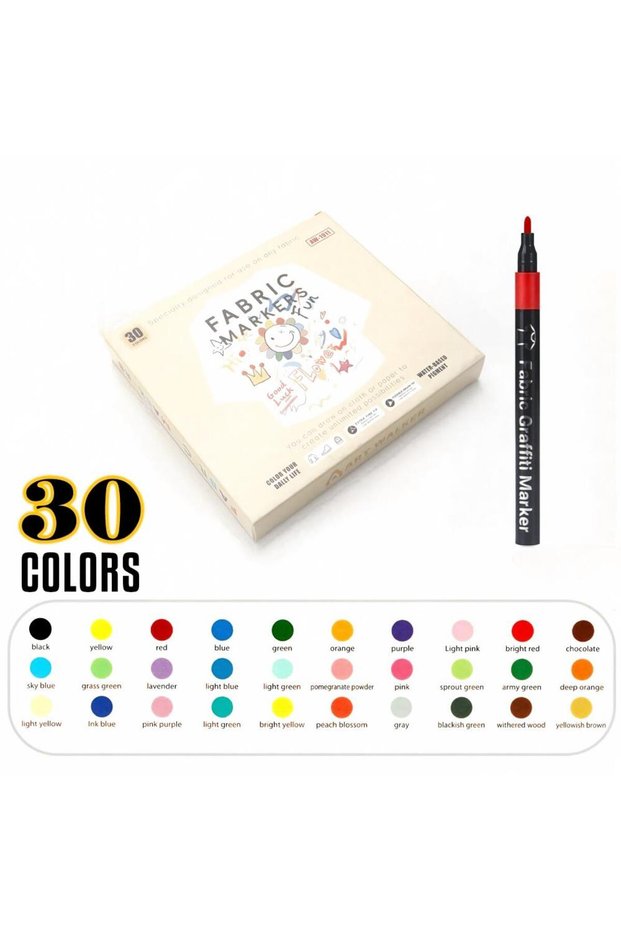 30 colors 6/12/24/30 Colors Fabric Marker Pens Waterproof Colored Markers Pen For Artist Rock Painti