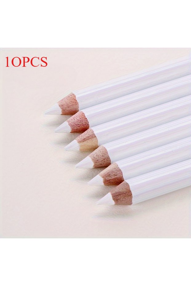 10pcs White Chalk Marking Pencils , Comfortable Design - for Sewing, Fabric Work, Dressmaking,And Q