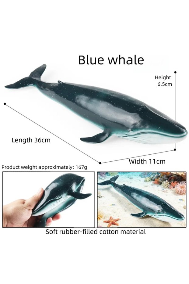 Blue whale Oenux Simulation Whale Figurine Killer Whale Humpback Whale Shark Model Soft Rubber Marin
