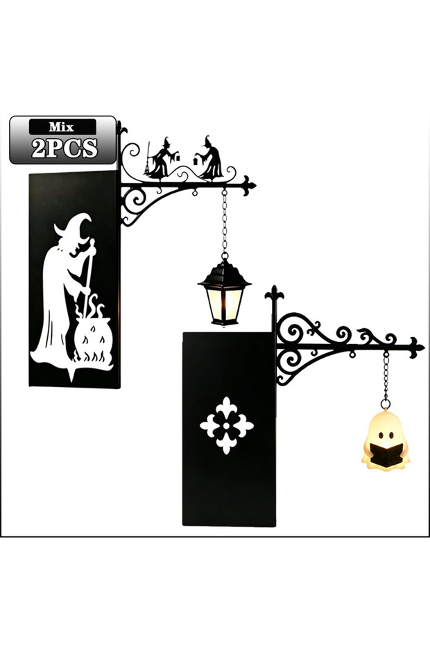 Mix E-2PCS Halloween Library Lantern Mini Bookshelf Lamp Vintage Hanging Shelf Light Decorative Lant