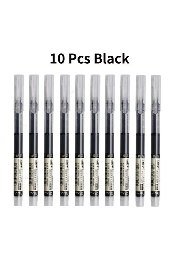 A0431-10pcs black 10Pcs/set High Quality Needle Type Gel Pens Straight Liquid Ballpoint Pen Kawaii S