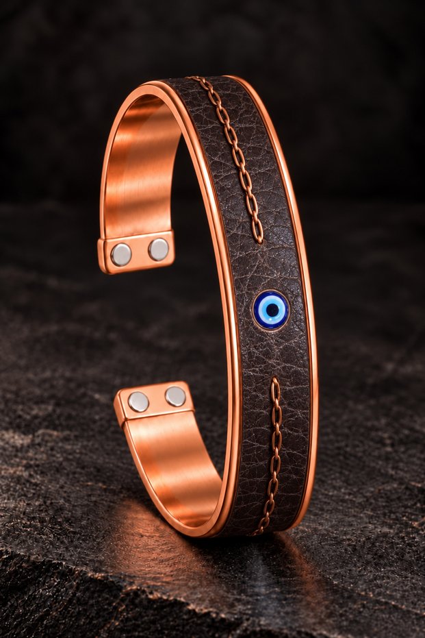Women Men Double Magnet Magnetic Copper Bracelet Adjustable Thick Handcuff Model