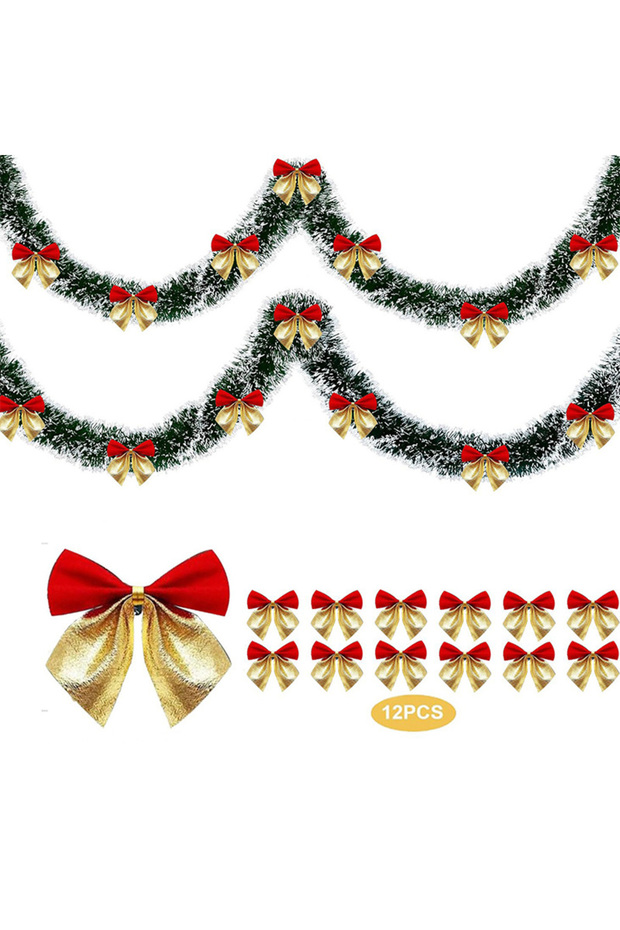 Red Gold-2Metre Christmas Cane Ribbons Garland DIY Artificial Xmas Tinsel Ribbon Garland Christmas D