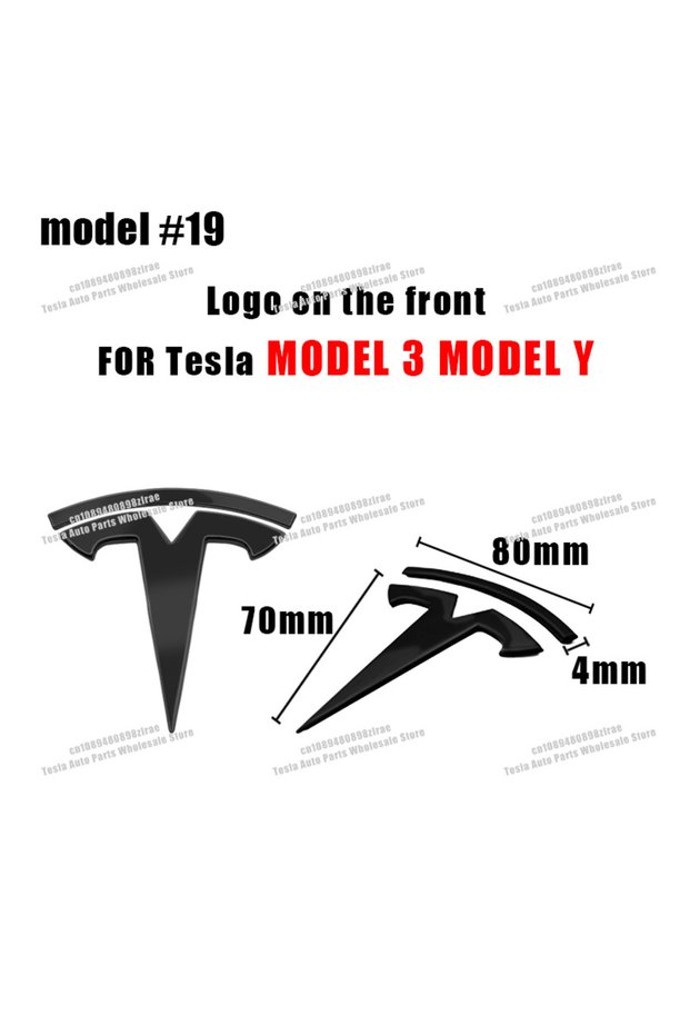 Glossy black-Front For Model 3 Model Y Cybertruck Roadster SpaceX Car Logo Badge Hood Fr