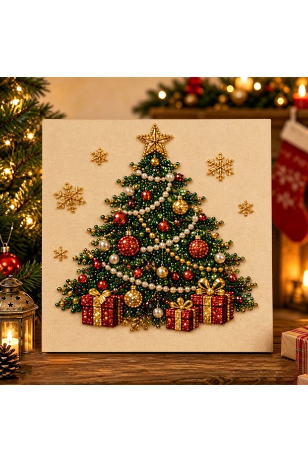 20*20cm 2 Christmas Pearl Painting Art Kit With Frame, DIY Pearl Art Craft Kit Diamond Dots Beads Ha