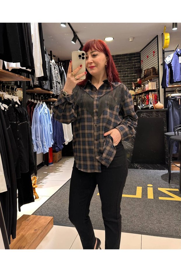 Women's Buttoned Cowboy Plaid Shirt