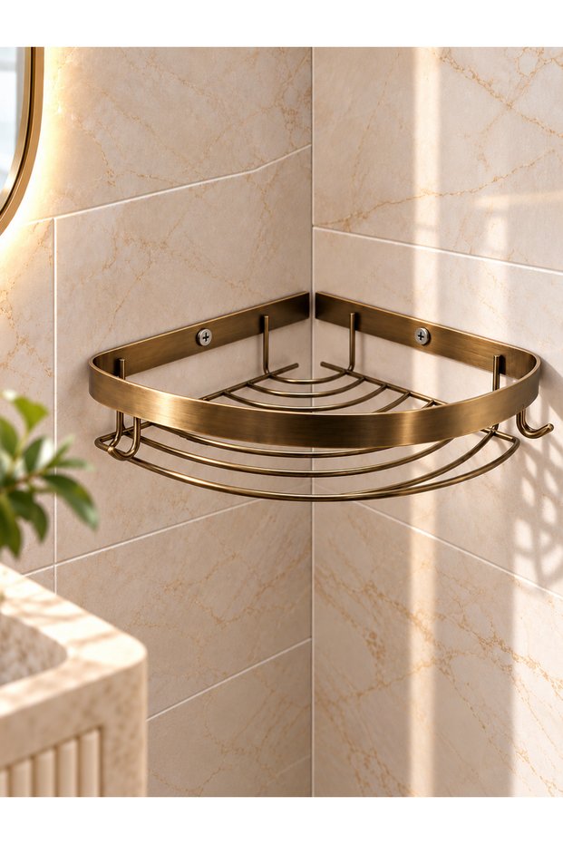 Bathroom Corner Shelf Wall Mounted Metal Soap Dish and Shampoo Holder Organizer