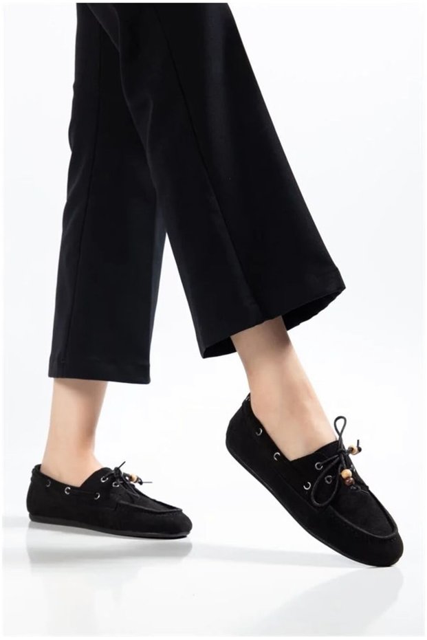 Women's Walking Balanced Drawstring Beaded Suede Ballerinas